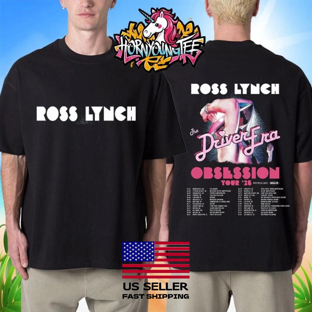 New Ross Lynch x The Driver Era Tour 2025 Poster Cities List Two Sided Unisex T-Shirt S