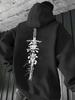 Trendy Men Hoodie Chinese "Impermanence" Kanji Sword Back Print Warm Pullover Sweatshirt Autumn Winter Streetwear