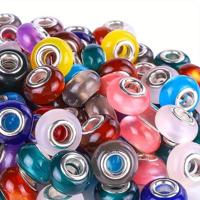 8/28/46pcs Resin European and American Large Hole Beads 14 * 9mm Multi-color Semi Transparent Decorative Beads DIY Bracelet Necklace Earrings Keychain
