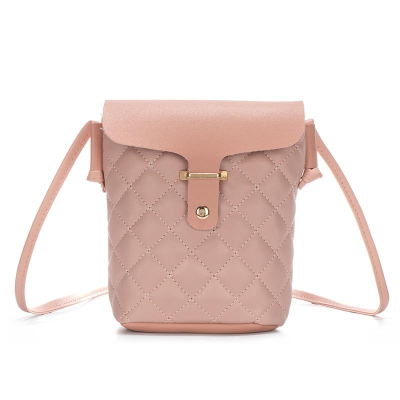 New simple casual rhombus embroidered oblique span mobile phone bag fashionable old flower contrasting color shoulder bag