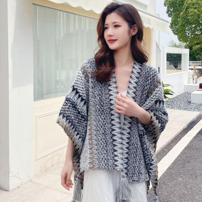 Sal Boho cu franjuri Stil etnic Patchwork Culoare Femei Esarfa Toamna Iarna Vacanta