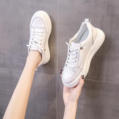 Thick-soled Heightening Little White Shoes Women's Summer New Women's Shoes Leather One-pedal Breathable Board Shoes Sports and Leisure Shoes