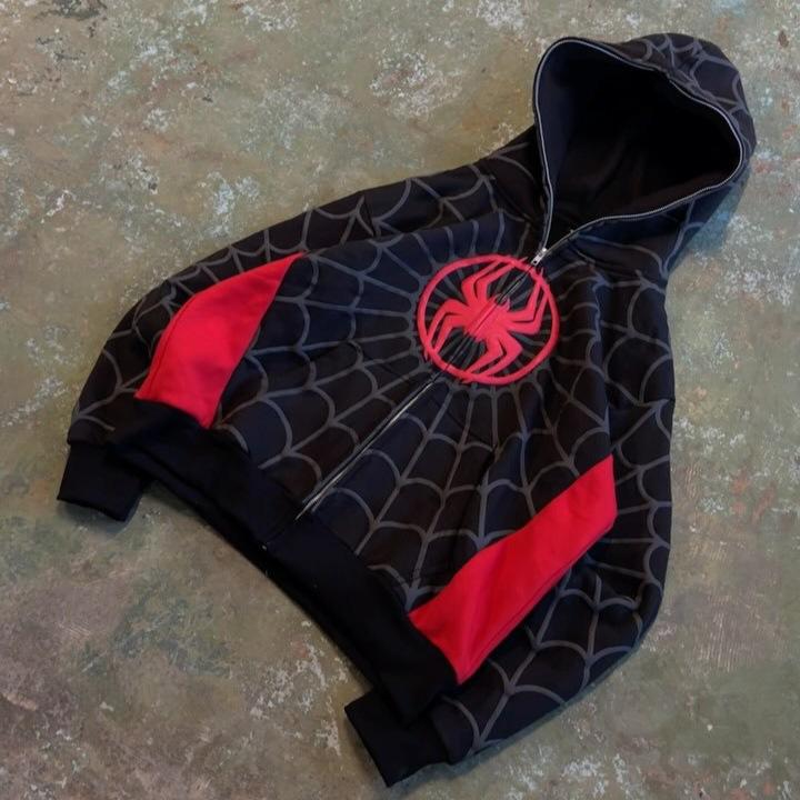 European and American Spider-Man sweater zipper hoodie men and women Harajuku fashion printing hooded sports wholesale
