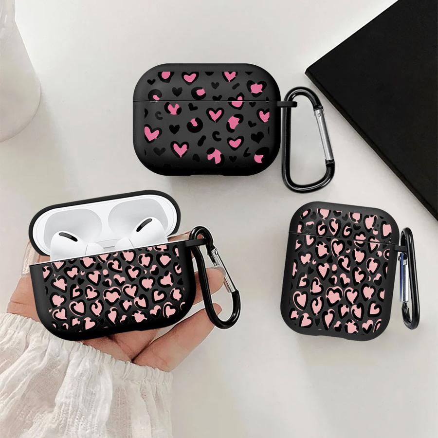 Earphone Cases Cover Case For Airpods 2 3 4 Pro3 1 Pro Pro2 Leopard Love Heart