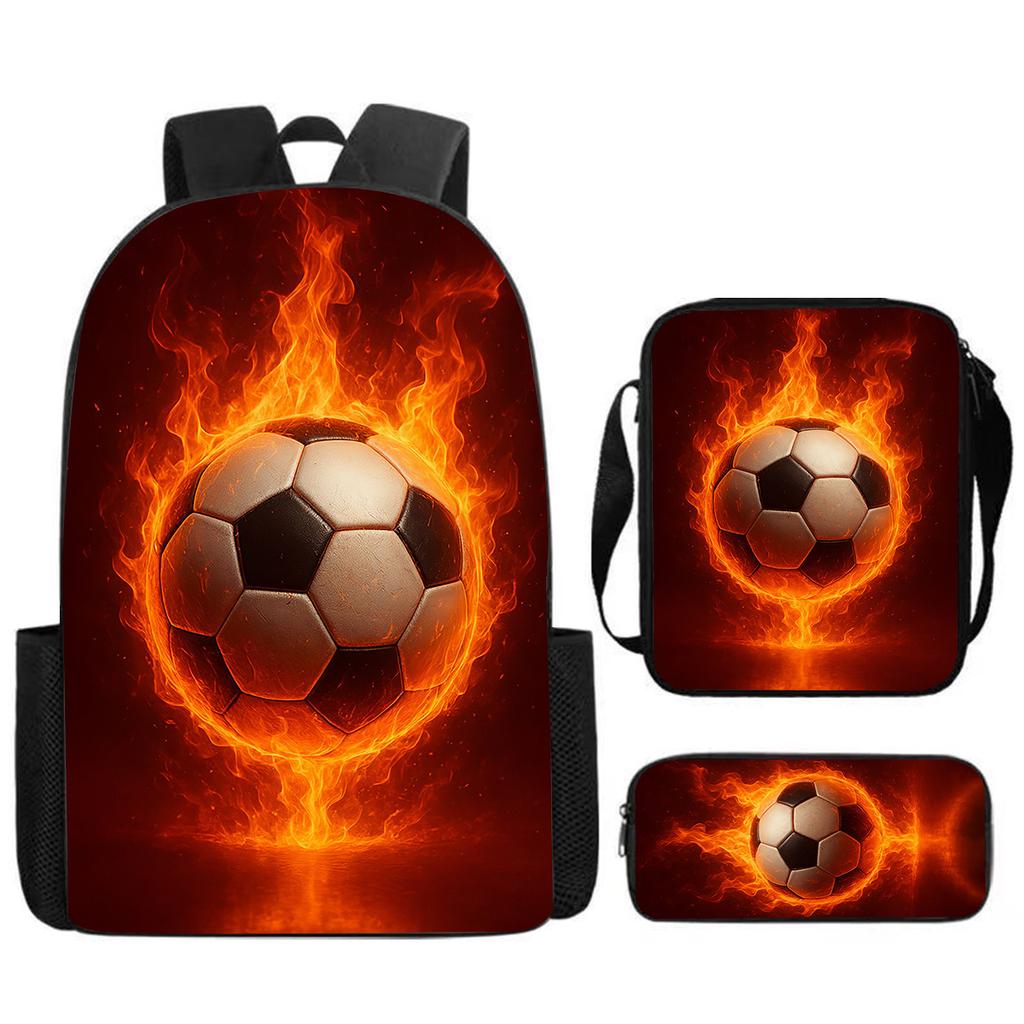 Mochila escolar de grande capacidade com alça de ombro; conjunto de estojo de lápis de três peças para estudante