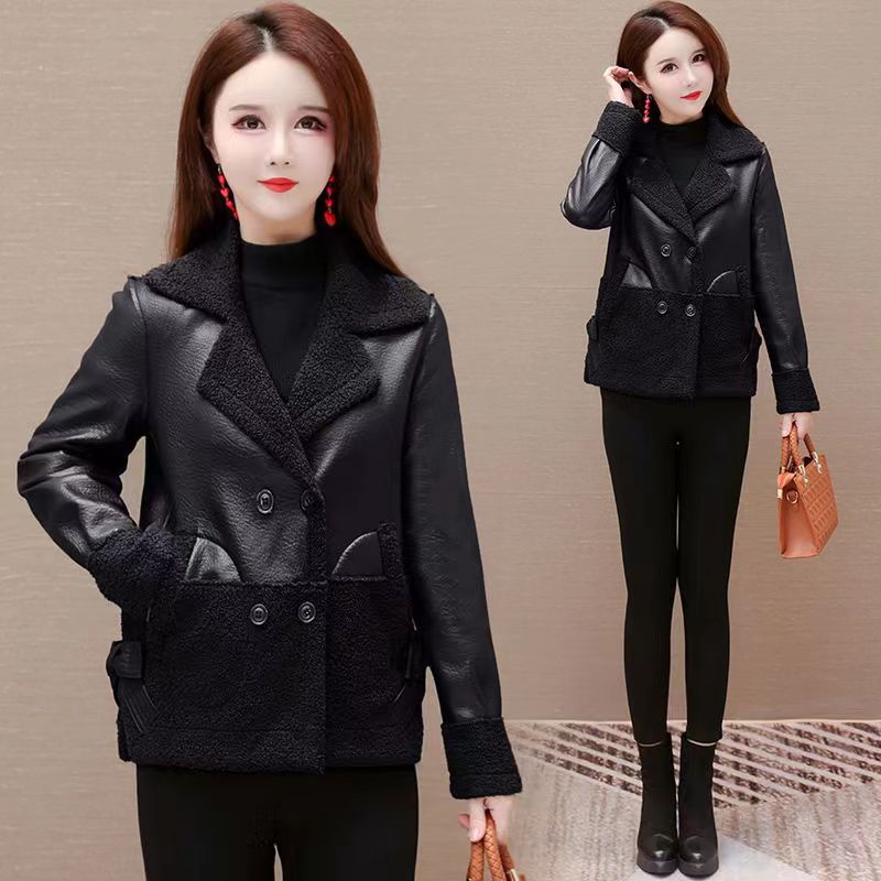 

Осенне-зимняя двусторонняя куртка из бархатной кожи Тедди, женская куртка свободного покроя в корейском стиле XXXXXL чёрный