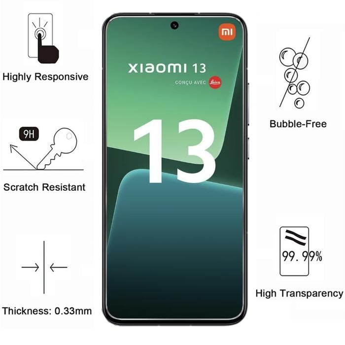 Tempered Glass - Phonillico® - Xiaomi 13 - Pack of 2 - Highly Scratch Resistant - Transparent