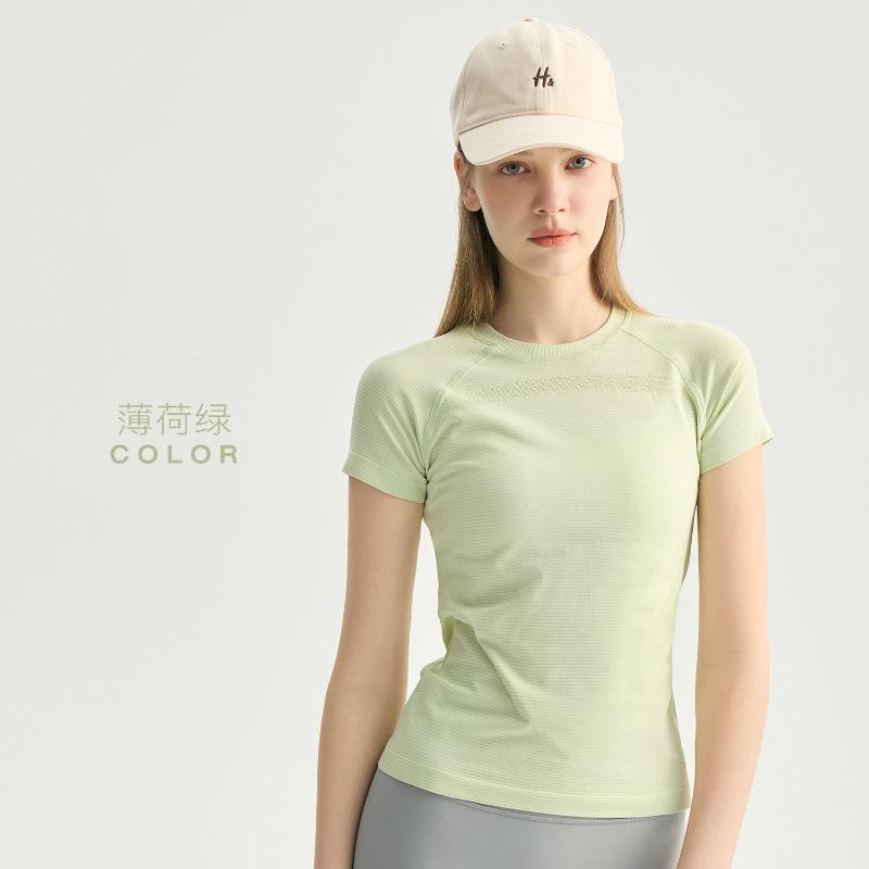 New sports short-sleeved women's summer seamless yoga clothes, running training, cycling training, fitness tops, Pilates yoga shirts