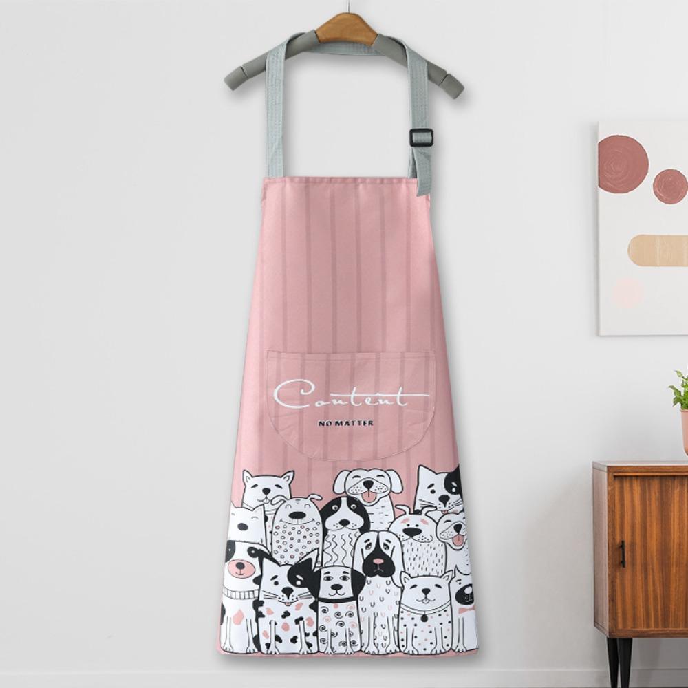 Cute Cartoon Prints Kitchen Apron Waterproof Wear-resistant Work Apron Household Oil-proof Antifouling Barista Apron