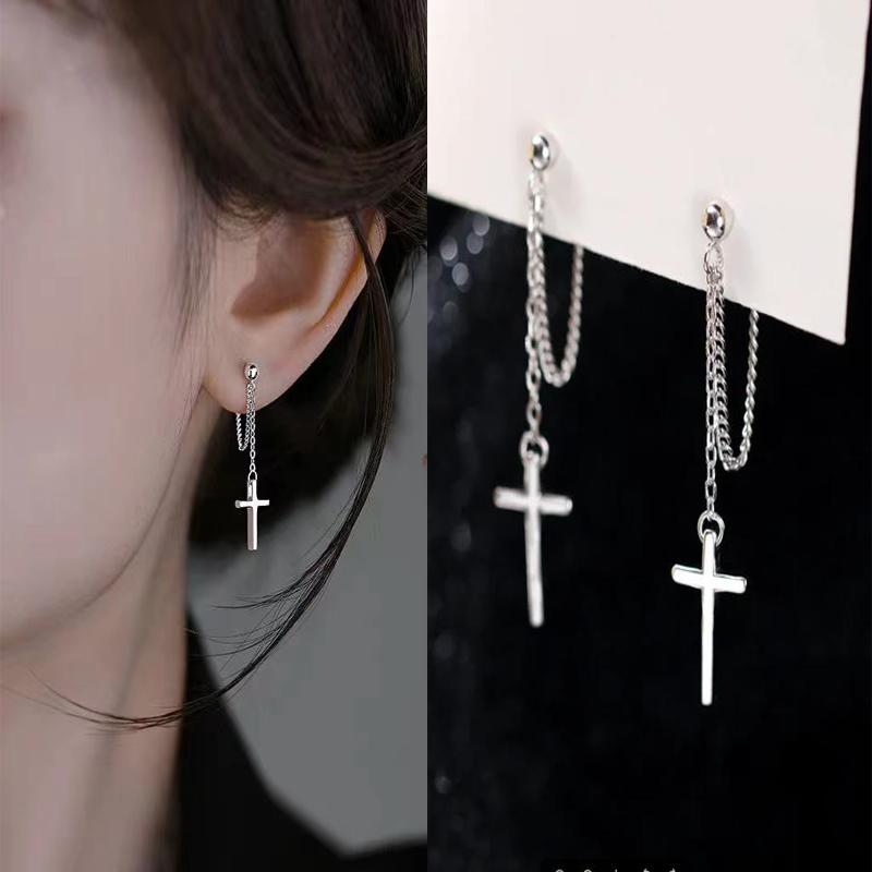 Cross Earrings And Earrings For Women, With A Cold And Niche Design, Fashionable Temperament, Sweet And Cool Earrings And Ear Accessories.