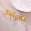 Women Exaggerated Gold Color Daisy Flower Hanging Earrings Stainless Steel Geometry Irregular Ear Piercing Jewelry Christmas