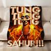 T-Tung Tung Sahur Tralalo I-Italian Brainrot Flannel Soft Warm Plush Blanket Sofa Living Room Pet Bedroom Gift Home Car Portable