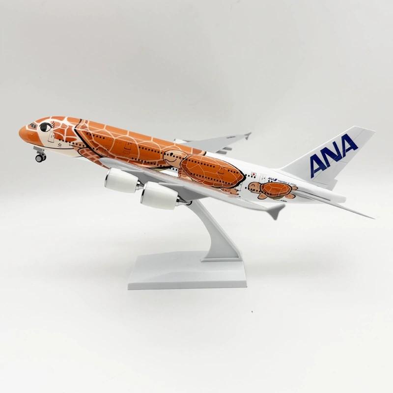 380 30cm Diecast Resin Plane Japan ANA A380 Orange Sea Turtle Airways Aircraft Model Wheels & Base Aviation Airplane Display