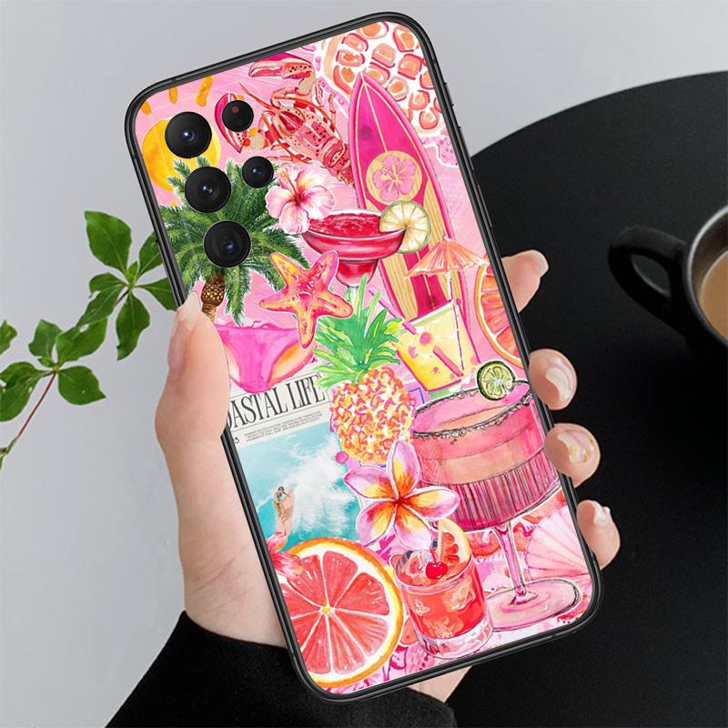 Summer Blue Ocean Flower Funda Phone Case For Samsung Galaxy S26 S25 S24 S23 S22 Ultra S23 S22 S25 Plus S24 FE S26Edge S23