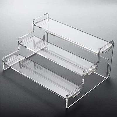 Acrylic Riser Display Stand 3 επιπέδων Αποσπώμενο άρωμα οργάνωσης μακιγιάζ που εξοικονομεί χώρο για πάγκο ή επιφάνεια εργασίας