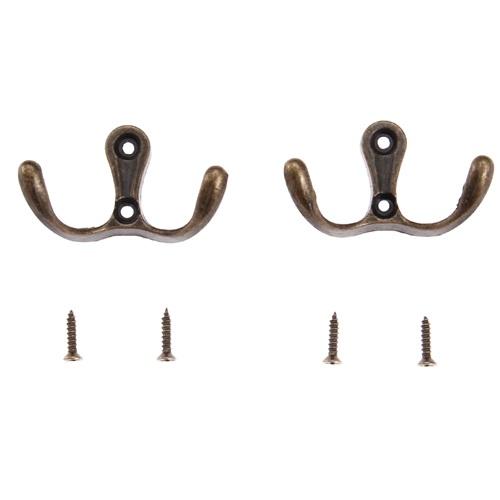 8 Sets Double Head Hooks Wall Mounted Hanger Furniture Fittings Antique Coat/Key/Bag/Towel/Hat Holder Bathroom Kitchen + Screws