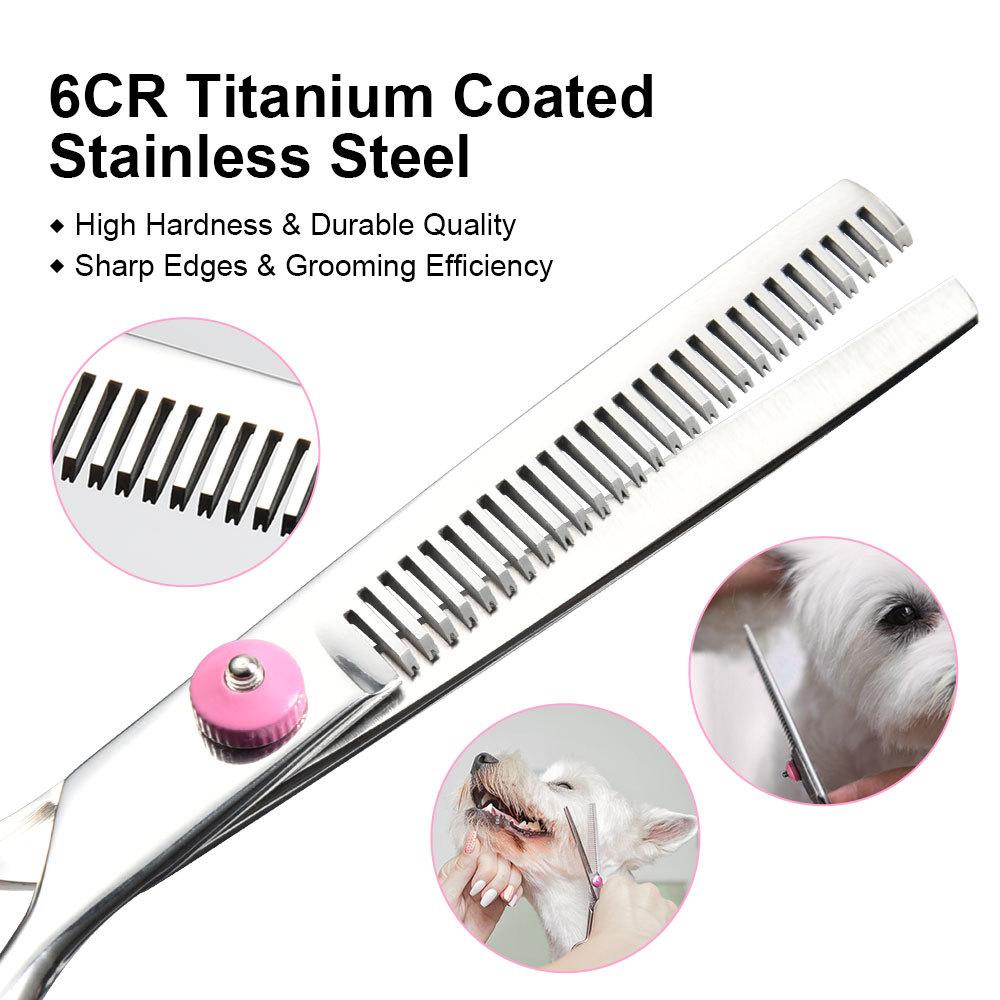 6Pcs/Set Pet Dog Hair Cutting Professional Scissors Hairdressing Shears Thinning Tool Kit with Comb