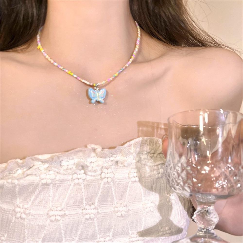 2024 Niche Design Dopamine Color Pearl Choker for Women - Summer Clavicle Chain