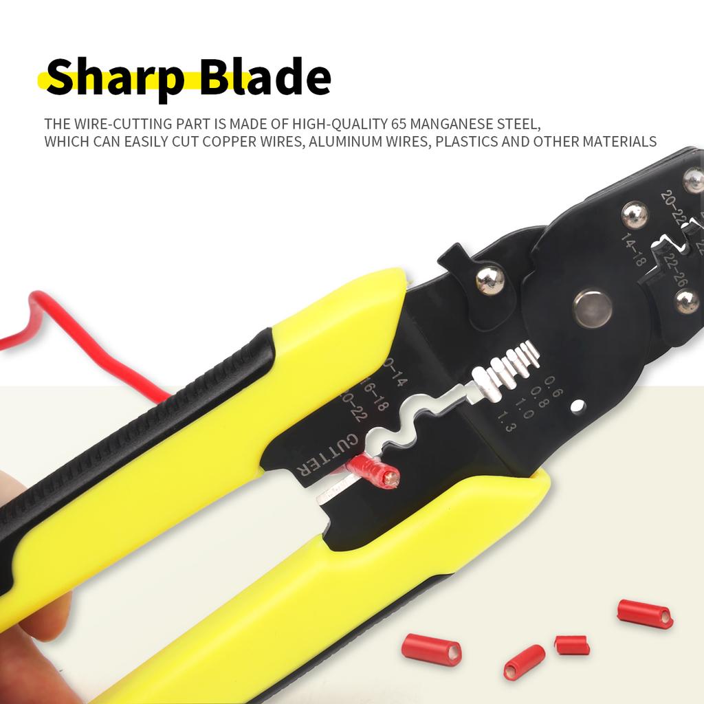 8" 4-in-1 Multifunktionale Abisolierzange 0,6-1,3 mm Klemmen Crimpzange Kupfernasen Crimpklemmen Elektroklemme