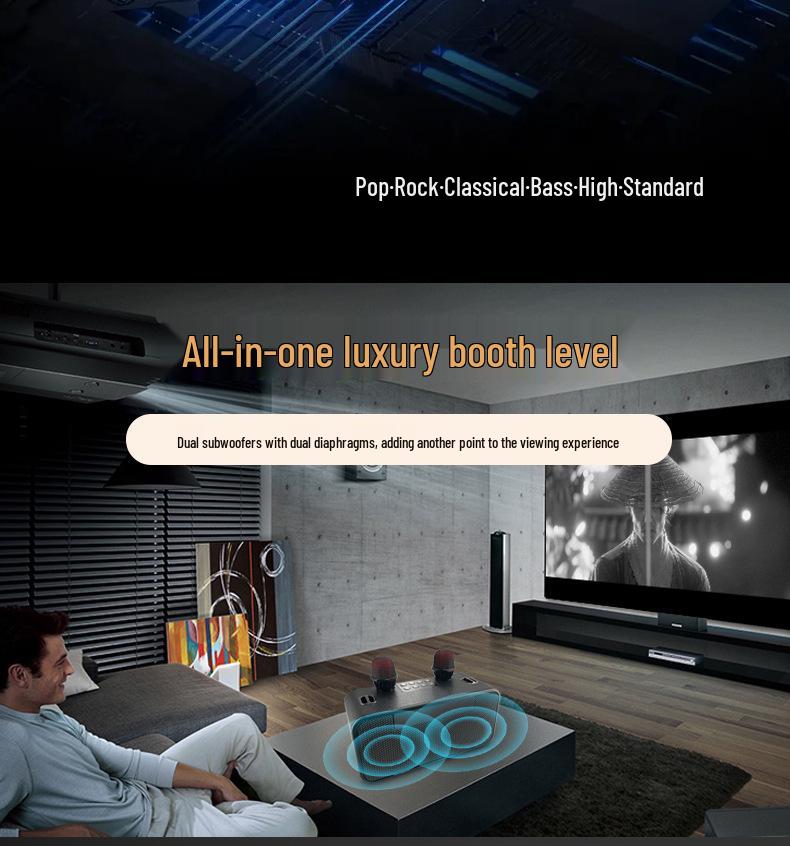 Wireless KTV Speaker with Bluetooth Lyrics Display & Reverb Control