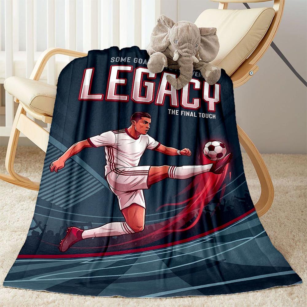 Ronaldo Cr7 Football Legend Blanket Warmthful Decor Perfect for Office Bedding Seaside All-Season Use Modern Ideal Gift For Birthday Valentine'S Day
