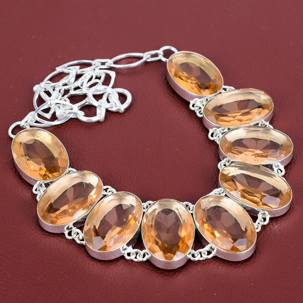 Faceted morganite necklace natural gemstone jewelry 925 sterling silver necklace handmade adjustable chain necklace silver jewelry for gifts