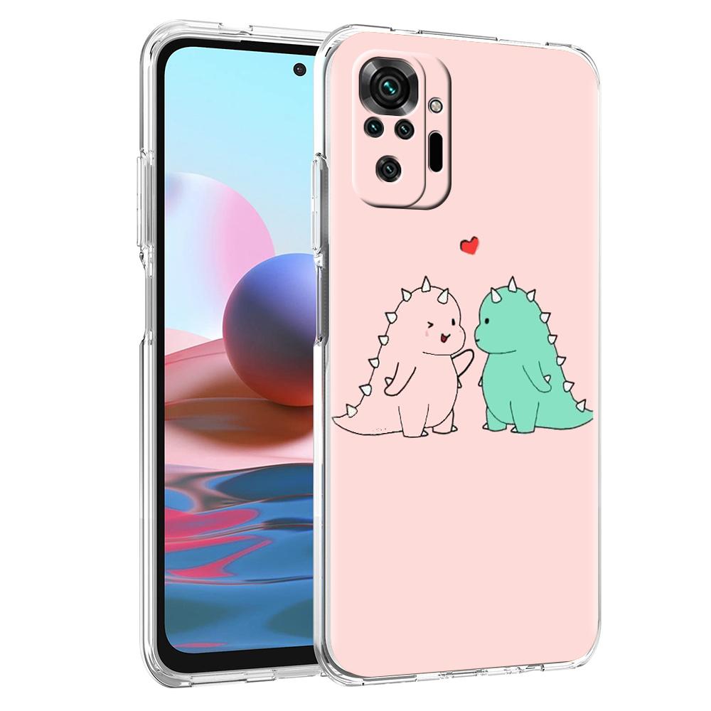 Cute Dinosaur Bear Couple Phone Case For Xiaomi Redmi Note 12 4G 11 10 Pro 5G 10C 10S 9S 9 9T 8T 9C 9A 8 8A 7 K50 K40 Cover