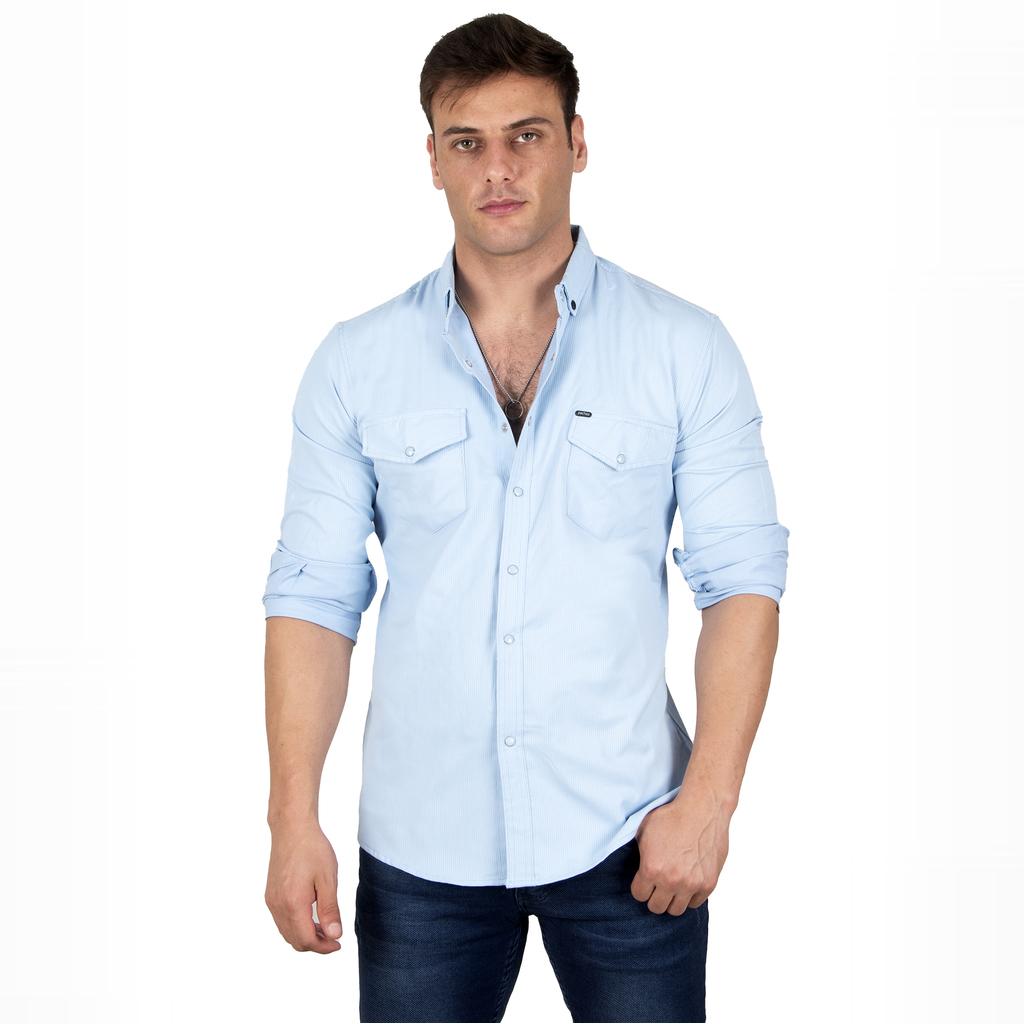 DeepSEA Herren-Hemd aus gestricktem Stoff mit Druckknopf und doppelter Tasche 2300415