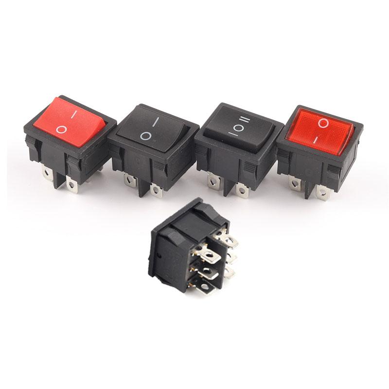 

5PCS 24*21mm 4/6 Pin 2/3 Position 6A/10A 250V/125V ON-OFF/ON-OFF-ON/ON-ON Electric Power Switch Rocker Switch Red /Black 5PCS