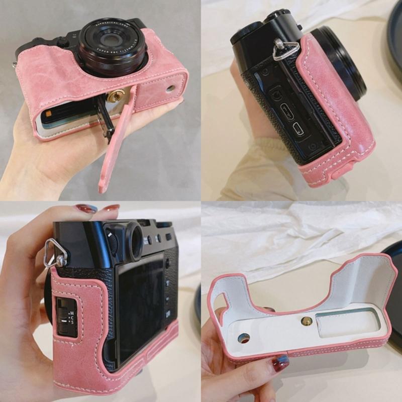 PU Leather Half Shell Case Vintaged Designing for X100VI Offering Quick Battery and Memory Card Swap