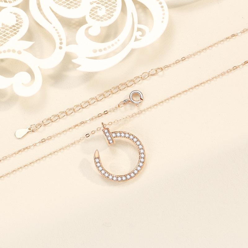 Nail Necklace Women's Full Diamond Hook Diamond Necklace Two Double-sided Jewelry