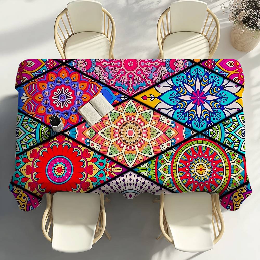 Authentic Boho Table Cloth Party Decor Dining Room Home Kitchen Patios Waterproof Stain-Proof Table Cloth