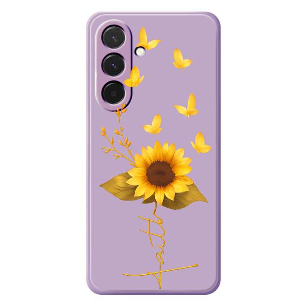 For Samsung Galaxy A36 5G Case Golden Butterfly Sunflower Pattern Printing Straight Edge TPU Phone Back Cover