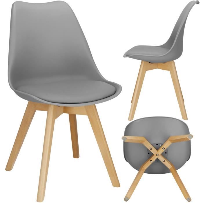 Chaise de cuisine SPRINGOS - Pieds en bois - Gris - Capacité de charge 125 kg