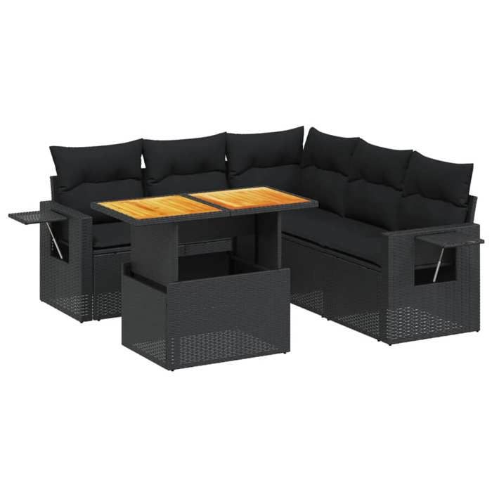 VidaXL Garden Lounge Set with Cushions 6 Pcs, Patio Sofas, Patio Furniture Set, Outdoor Furniture, Black 3271748