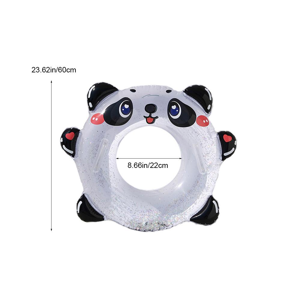 Baby Pool Float Cute Cartoon Panda Thick Inflatable Swimming Ring with Sequins Handles Pool Swim Training Aid for Kids