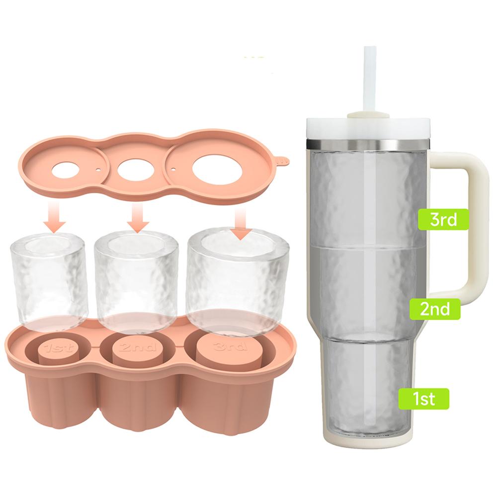 Ice Cube Tray For Stanley Silicone Cylinder Ice Cube Mold With Lid Reusable Ice Blocks Trays For Tumbler Cup Easy Release