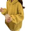 Plus Size Women's Faux Lambswool Bear Ear Hoodie - Loose Fit for Autumn/Winter