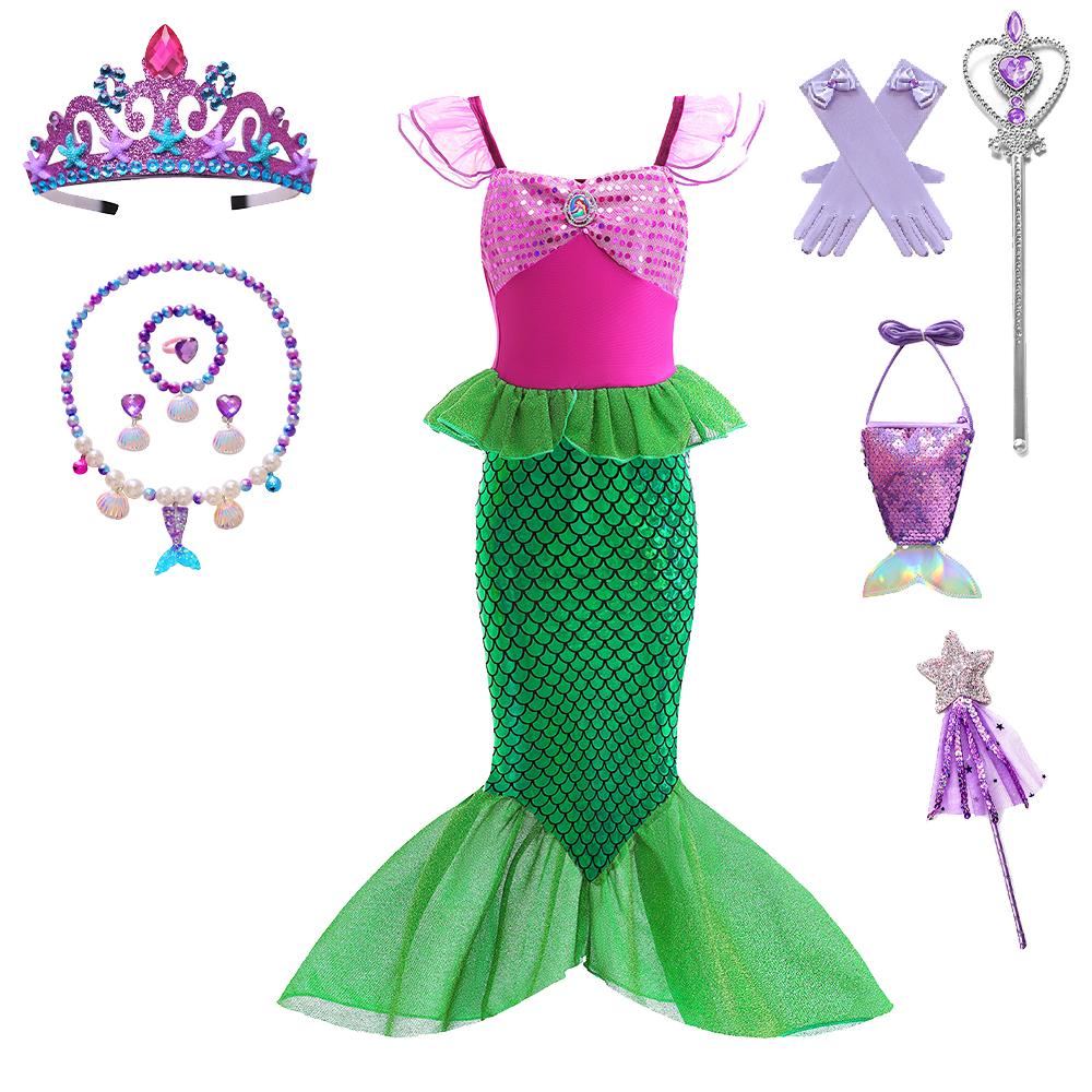 Дитячий костюм косплею русалки, костюм для рольових ігор для дівчаток, костюм для карнавалу, Хелловіну, дня народження, літня сукня принцеси