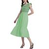 Pastoral 2026 summer embroidery pleated casual round neck high-end medium and long dress