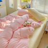Washed Cotton 4-Pcs Set Class A Maternal Infant Grade Solid Color Single Quilt Set, Bed Sheet 4-Pcs Set, Small Fresh 3-Pcs Set