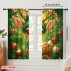 2pcs,2D plane printing Window Curtain Cute Christmas Reindeer Holiday Cheer (3) 100% Polyester (without rod) Holiday Use for