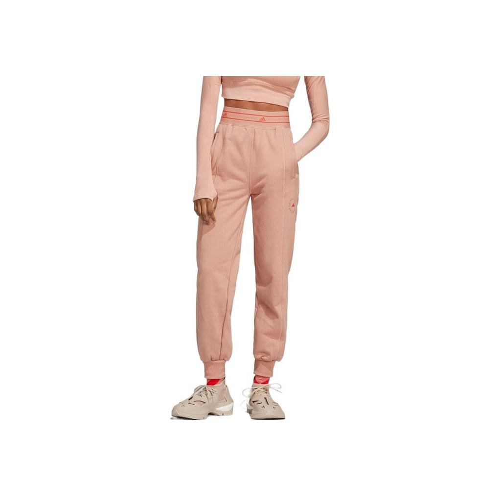 Adidas Solid Color Logo Embroidered Jogger Pants With Elastic Waist Women Bottoms Pink HR2190
