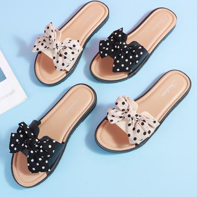 Fashion 2024 Women Slippers Female Summer New Wave Dot Bow Knot Flip Flops Ladies Indoor and Outdoor Wear Beach Fashionable Sandals