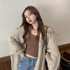 Womens Cardigan Long Sleeve Cable Knit Sweater Open Front Loose Outwear Drop Shoulder Maxi Sweater