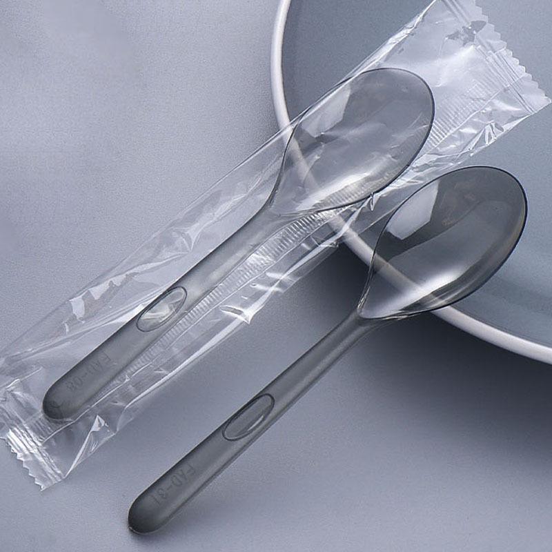 

Individually Packaged High-End Frosted Disposable Spoon for Dessert, Ice Cream, and Takeaway. Transparent Spoon 100 pcs [Simple Package]
