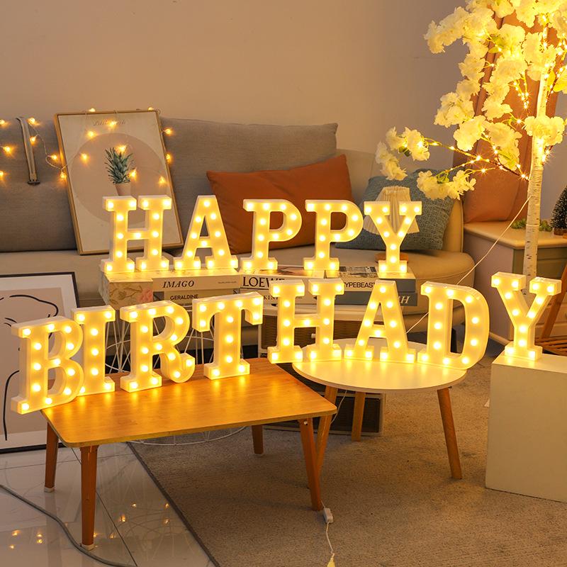 LED Happy Birthday Luminous Letters - Romantic Scene Decoration Lights