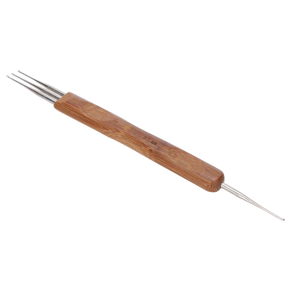 Dreadlock Crochet Hook Set Bamboo Handle DIY Braid Hair Weaving Wig Making Tool0.5 Single Head Plus Three Head