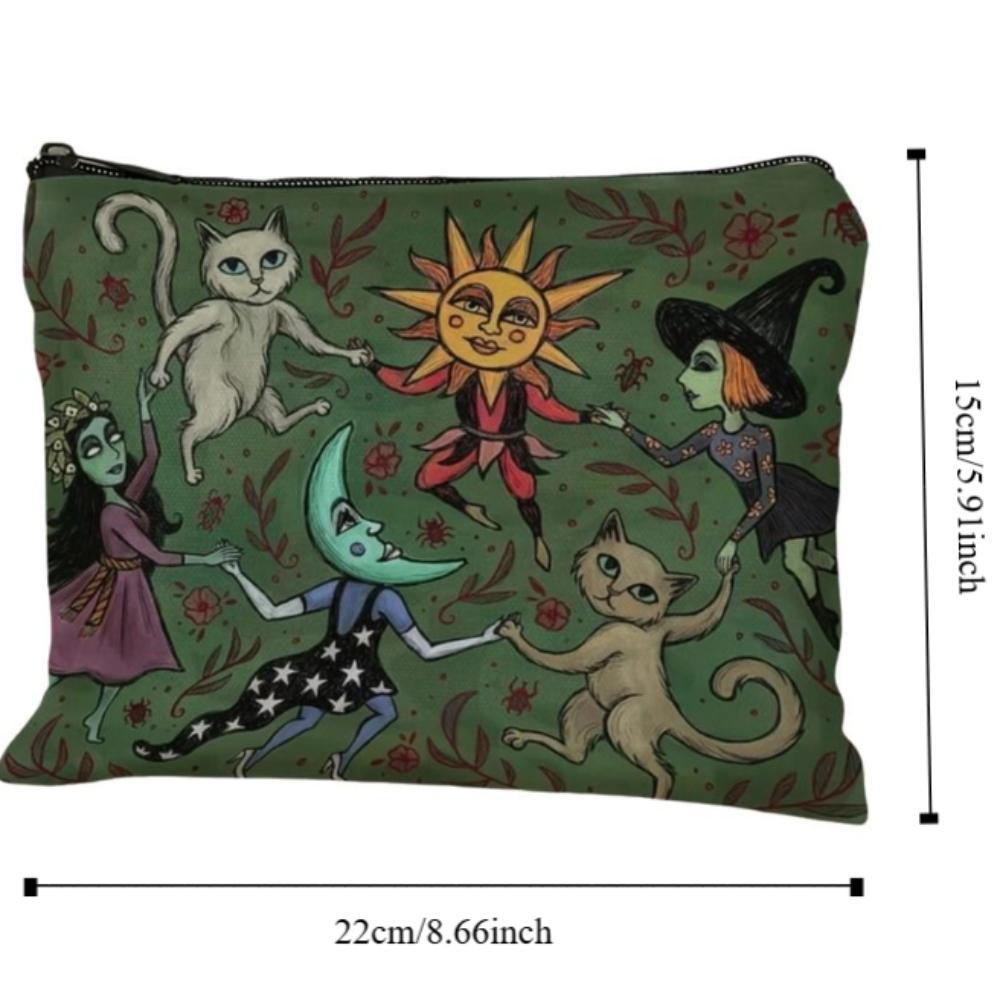 Cat and Moon Design Storage Bag Trendy Forest Bag New Makeup Bag  Student Use