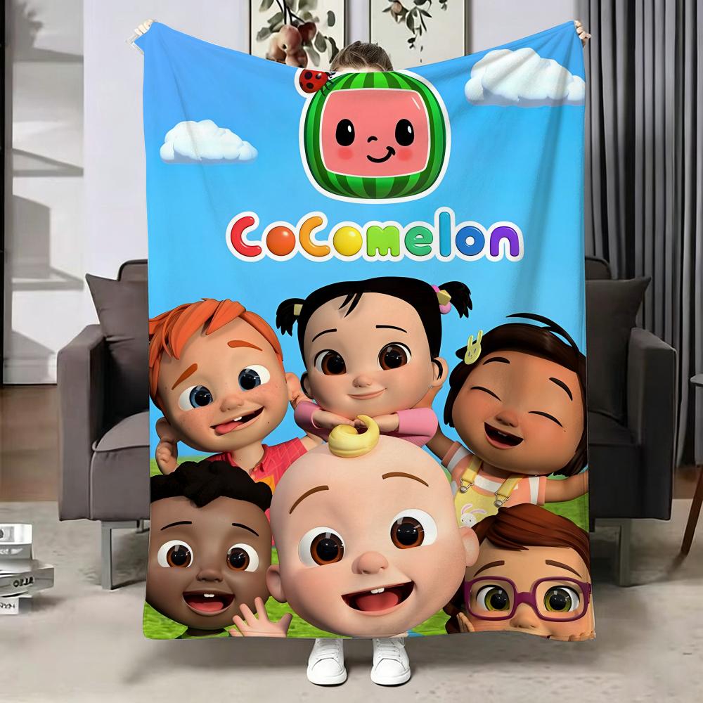 Cartoon CCocomelon Throw Soft Warm Flannel Blanket Multiuse Throw for Bed Sofa Office Air Conditioning Nap Blanket